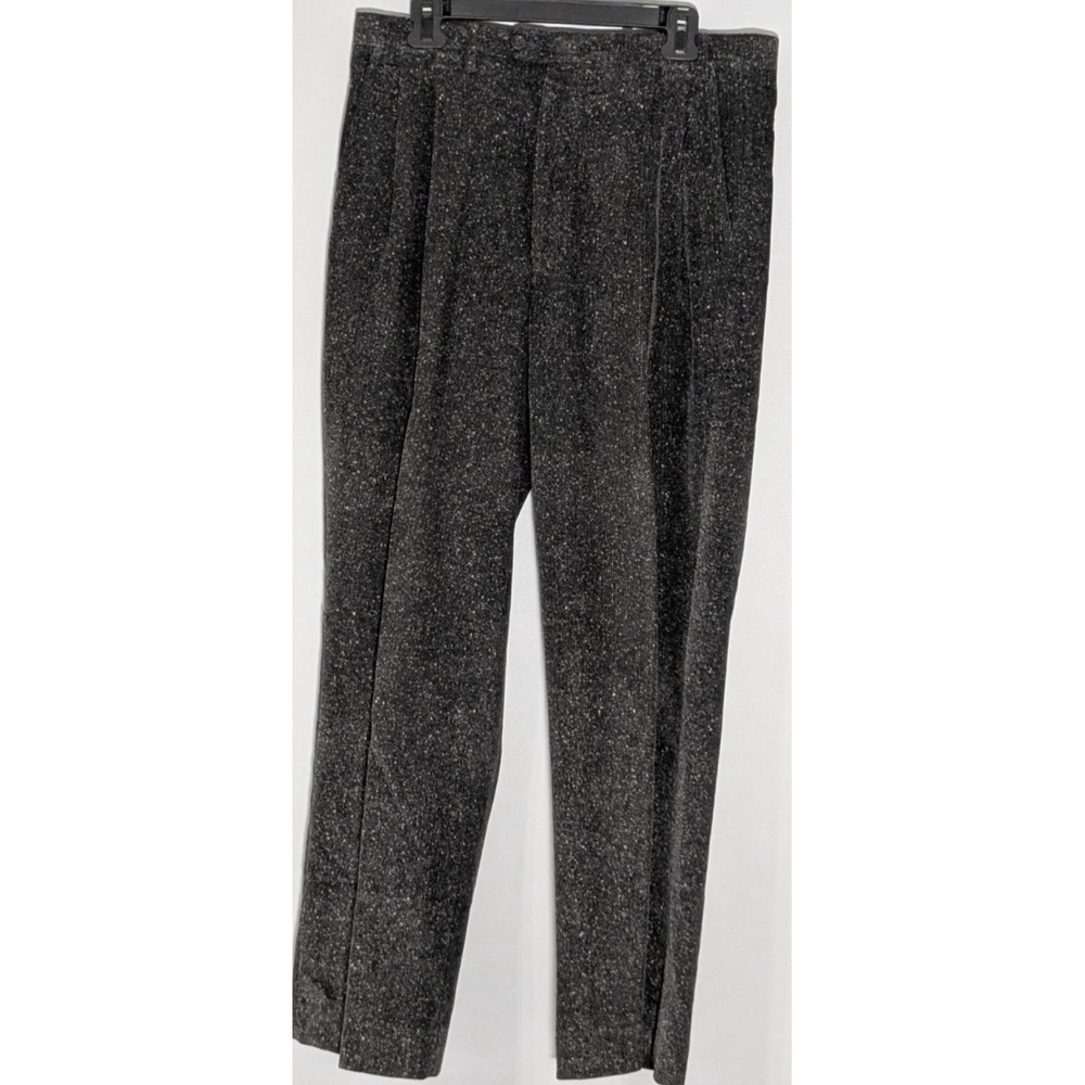 Vintage CANALI SPORT Corduroy Pleated Trousers Gray Speckled Cotton Men's 34